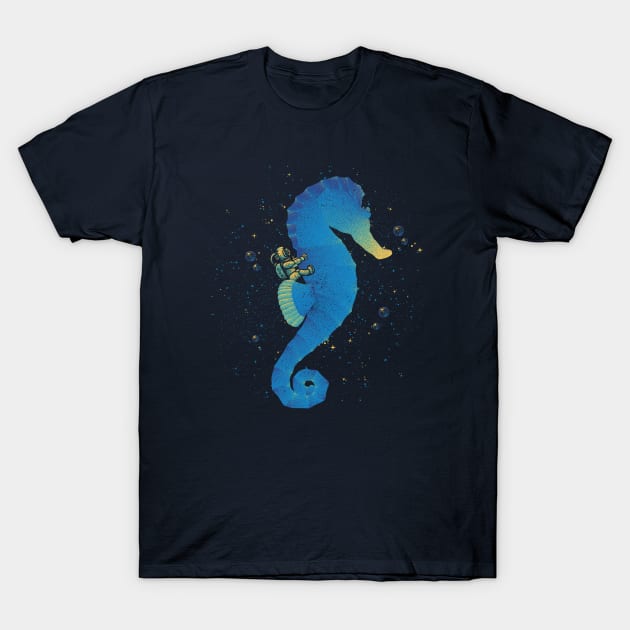 Riding a Sea Horse Scuba Diver by Tobe Fonseca T-Shirt by Tobe_Fonseca